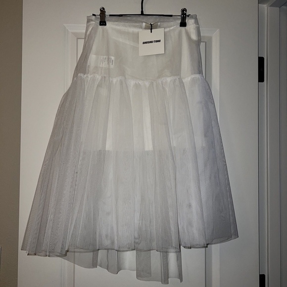 Shushu Tong Skirt UK 10 US 6 etherial Tulle Tutu midi mini combo New White - Picture 3 of 6